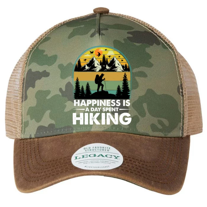 Happiness Is A Day Spent Hiking Scenic Views Gift Legacy Tie Dye Trucker Hat