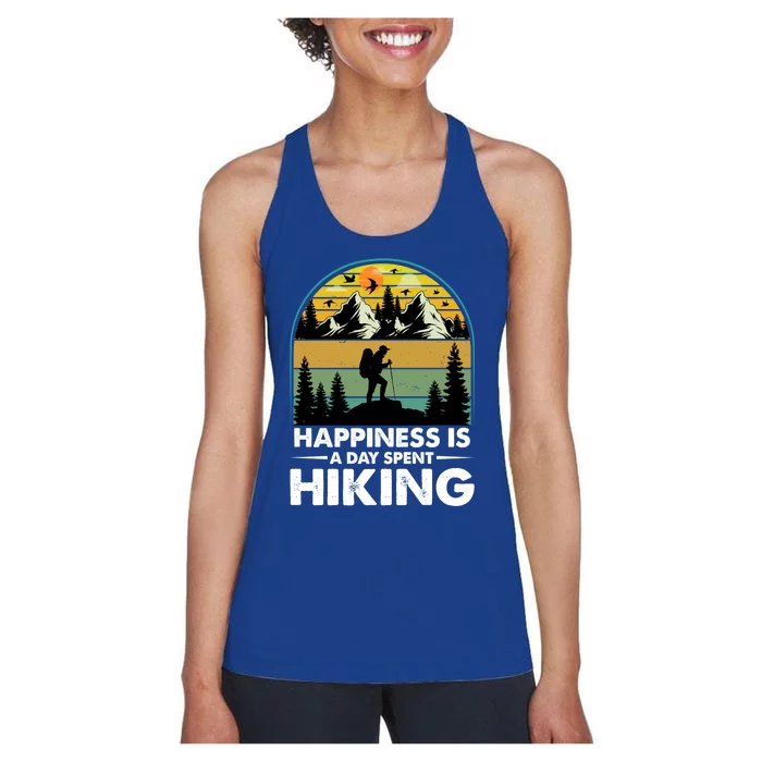 Happiness Is A Day Spent Hiking Scenic Views Gift Women's Racerback Tank