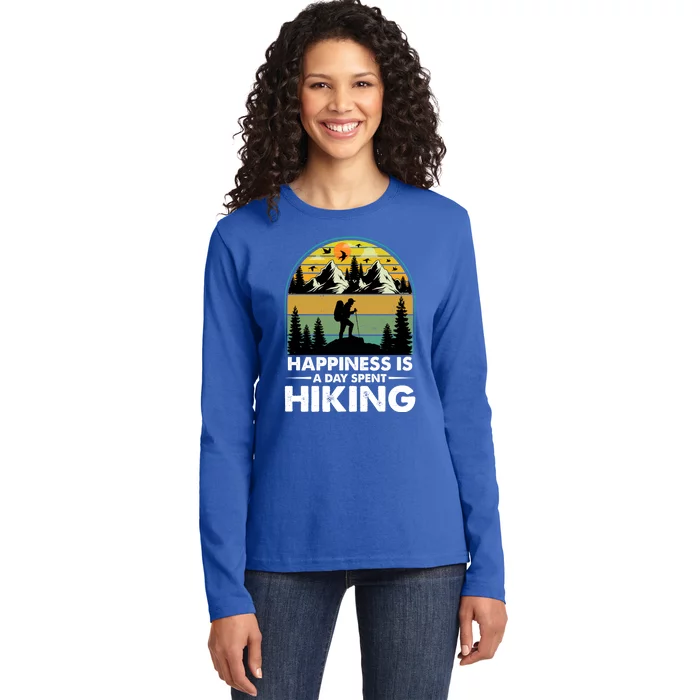 Happiness Is A Day Spent Hiking Scenic Views Gift Ladies Long Sleeve Shirt