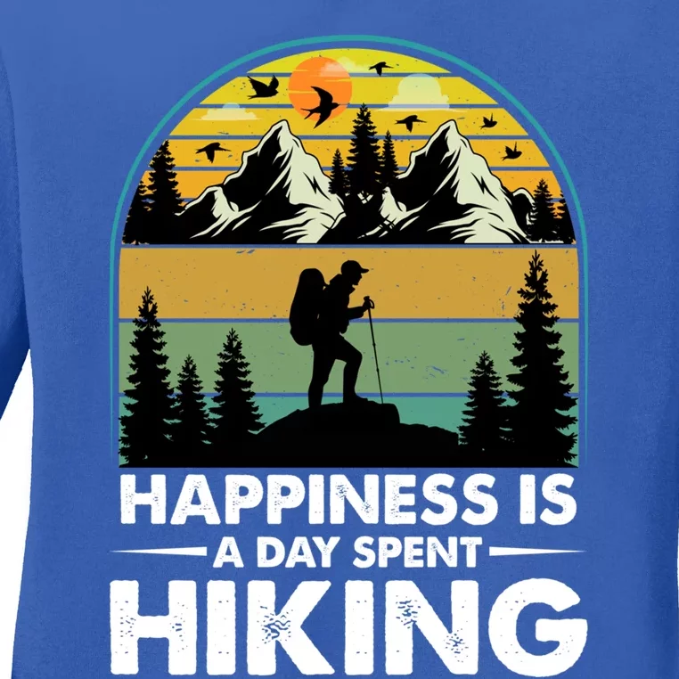 Happiness Is A Day Spent Hiking Scenic Views Gift Ladies Long Sleeve Shirt