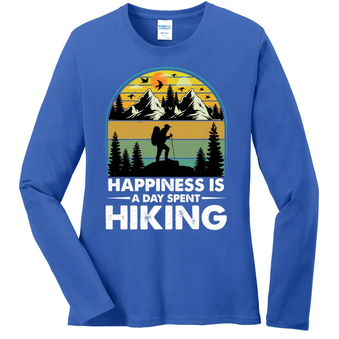 Happiness Is A Day Spent Hiking Scenic Views Gift Ladies Long Sleeve Shirt