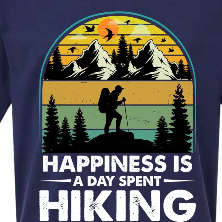 Happiness Is A Day Spent Hiking Scenic Views Gift Sueded Cloud Jersey T-Shirt