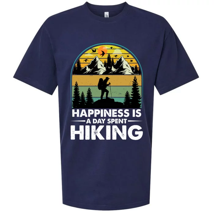 Happiness Is A Day Spent Hiking Scenic Views Gift Sueded Cloud Jersey T-Shirt