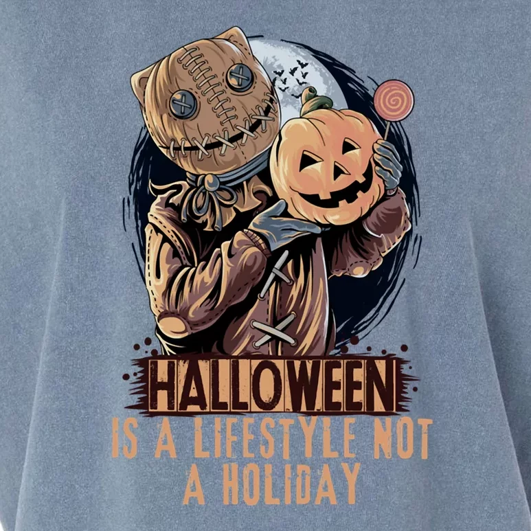 Halloween Is A Lifestyle Not A Holiday Pumpkin Lollipop Garment-Dyed Women's Muscle Tee