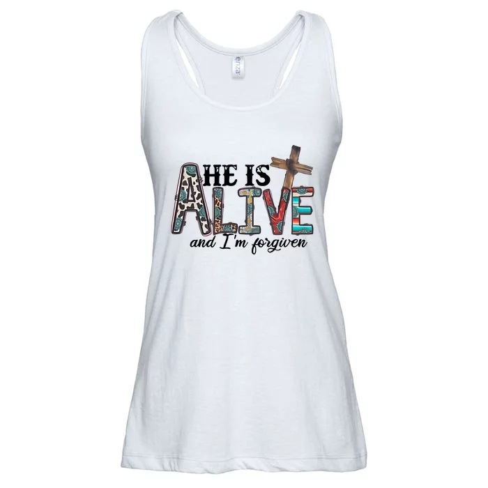 He Is Alive Easter Christian Easter Day Jesus Family Easter Ladies Essential Flowy Tank