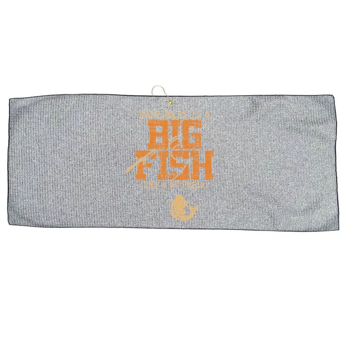 Happiness Is A Big Fish And A Witness Fishing Tee Large Microfiber Waffle Golf Towel