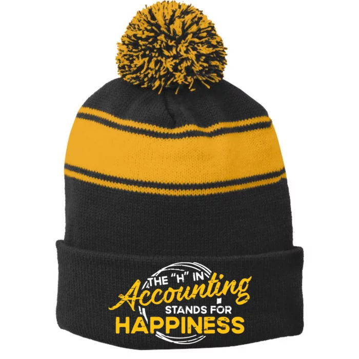 H In Accounting Stands For Happiness Accountant Accounting Stripe Pom Pom Beanie