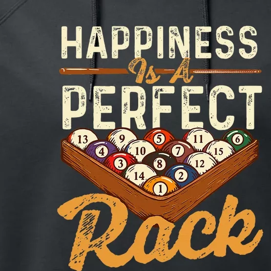 Happiness Is A Perfect Rack  Billiard 8 Ball Pool Player Performance Fleece Hoodie