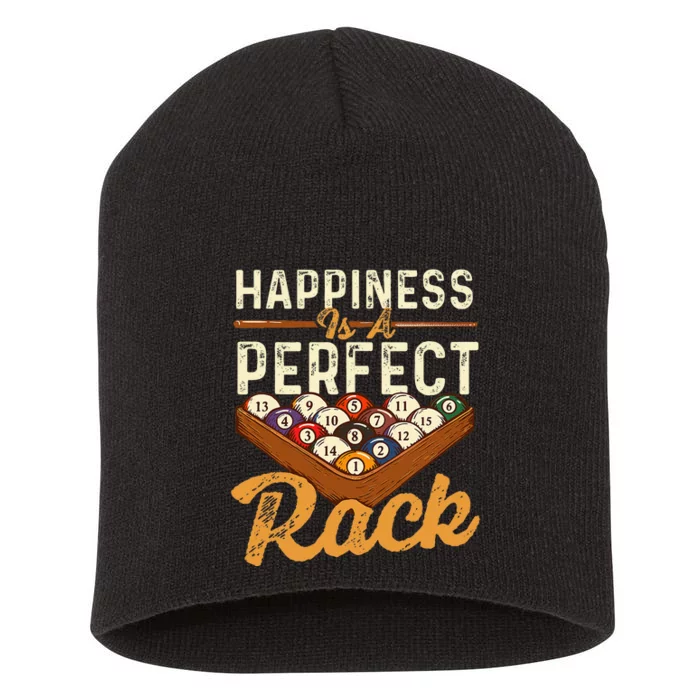 Happiness Is A Perfect Rack  Billiard 8 Ball Pool Player Short Acrylic Beanie