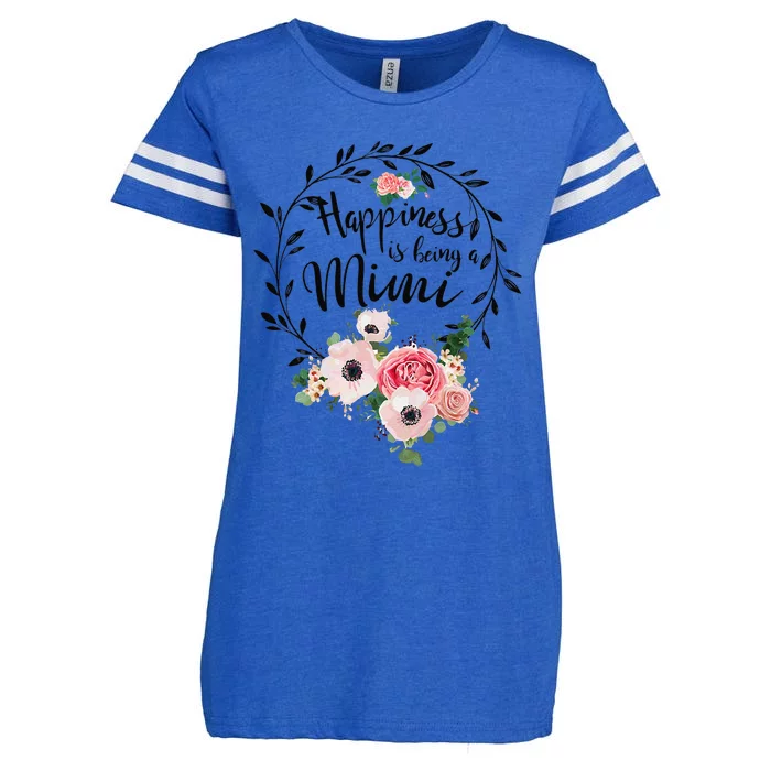 Happiness Is Being A Mimi Floral Decoration Enza Ladies Jersey Football T-Shirt