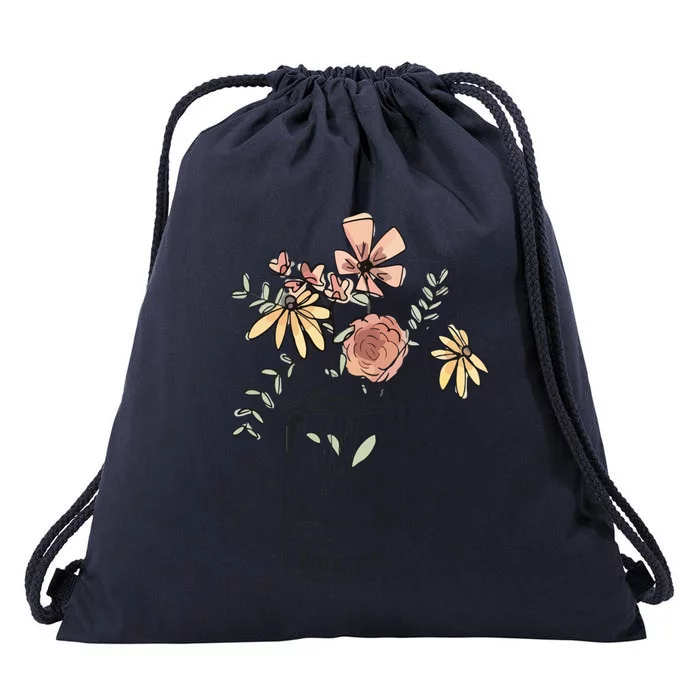 Hapiness Is Being Nannie Flower Cool Gift Drawstring Bag