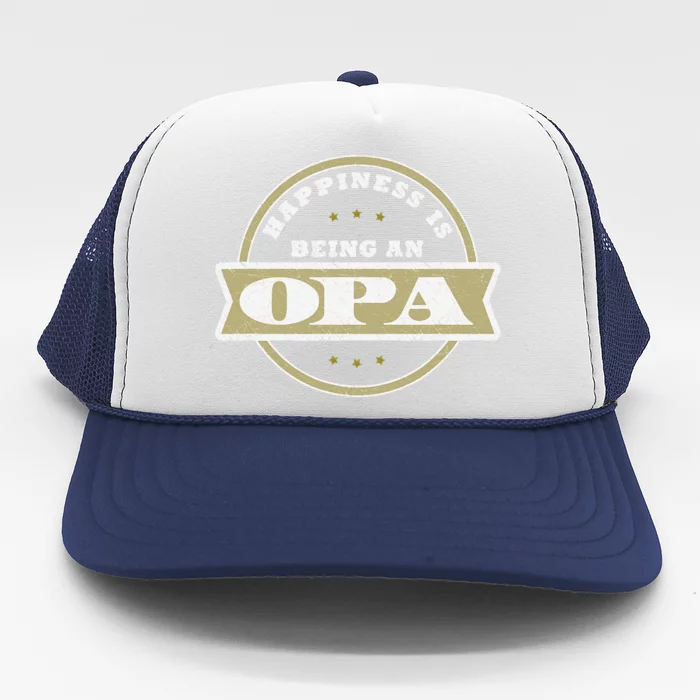 Happiness Is Being An Opa Fathers Day Gift Ideas Trucker Hat