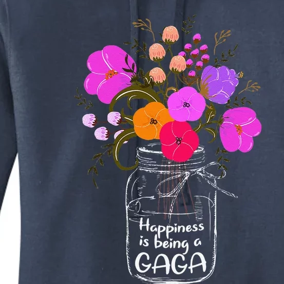 Happiness Is Being A Gaga Gift For Grandma Mom Flower Women's Pullover Hoodie