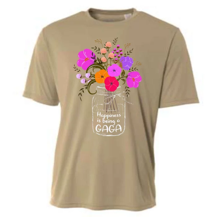 Happiness Is Being A Gaga Gift For Grandma Mom Flower Cooling Performance Crew T-Shirt