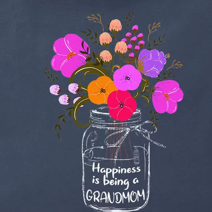 Happiness Is Being A Grandmom Gift Grandma Mom Flower Zip Tote Bag