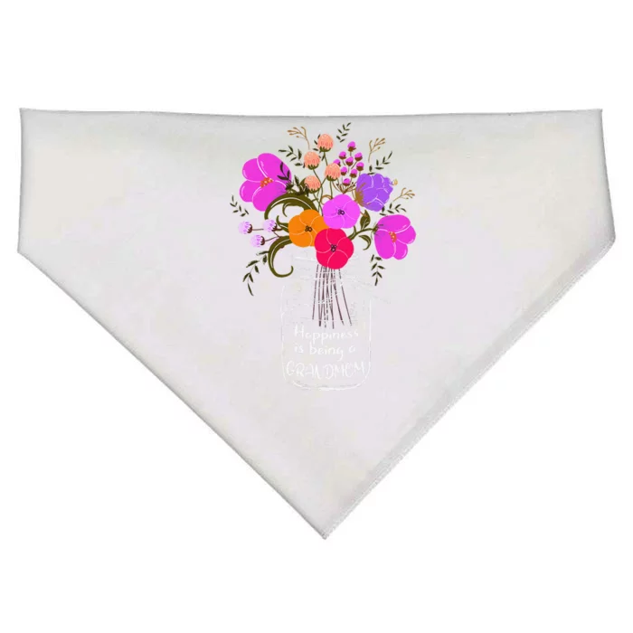 Happiness Is Being A Grandmom Gift Grandma Mom Flower USA-Made Doggie Bandana