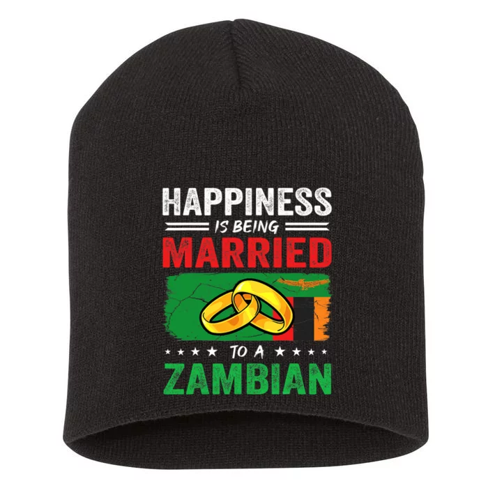 Happiness Is Being Married To A Zambian Husband Wife Short Acrylic Beanie