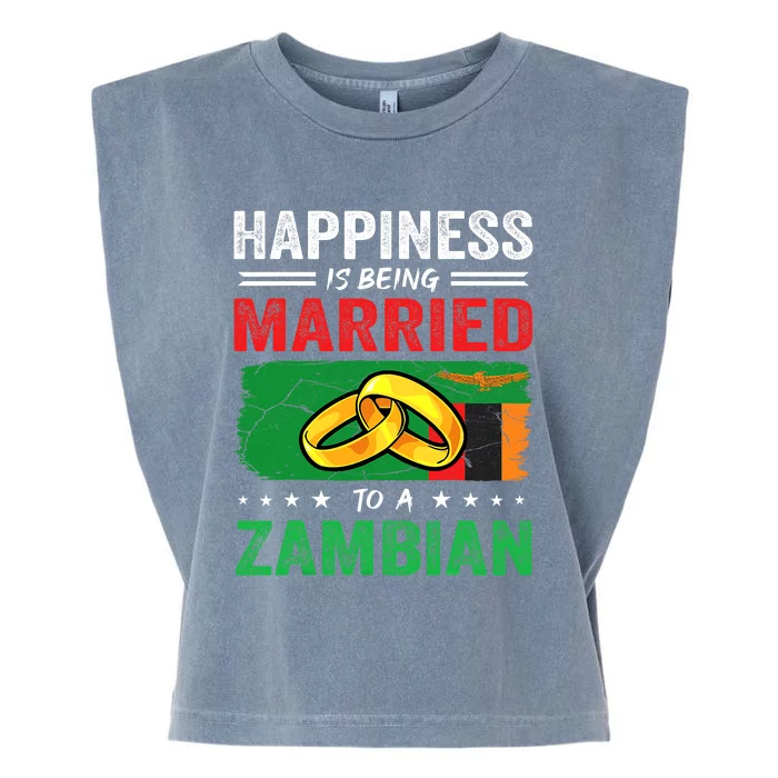 Happiness Is Being Married To A Zambian Husband Wife Garment-Dyed Women's Muscle Tee