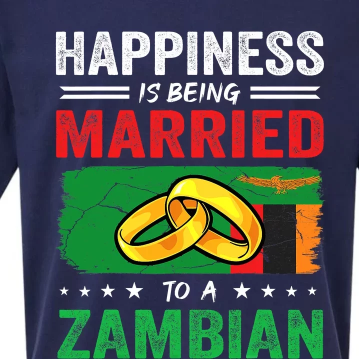 Happiness Is Being Married To A Zambian Husband Wife Sueded Cloud Jersey T-Shirt