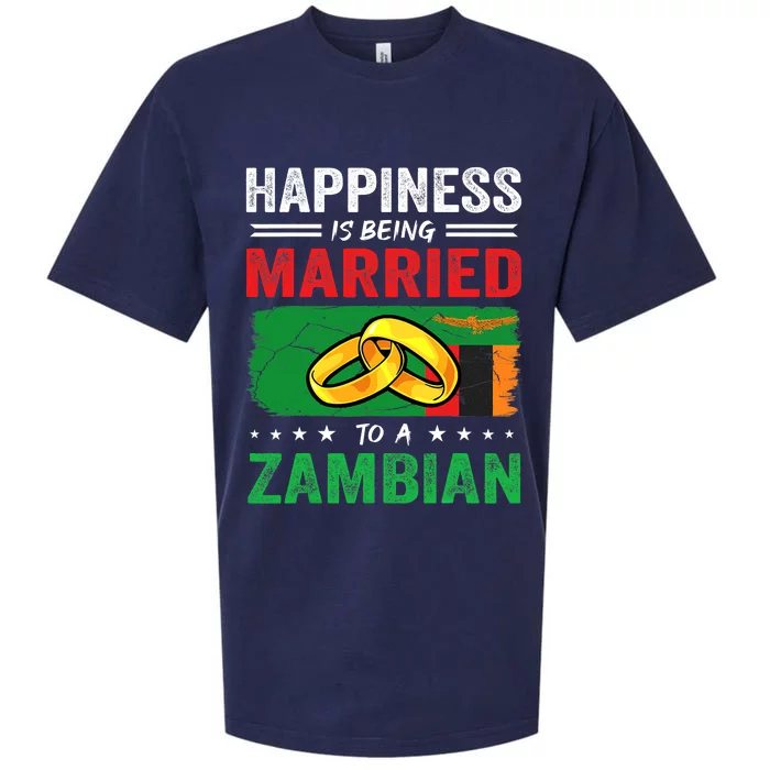 Happiness Is Being Married To A Zambian Husband Wife Sueded Cloud Jersey T-Shirt