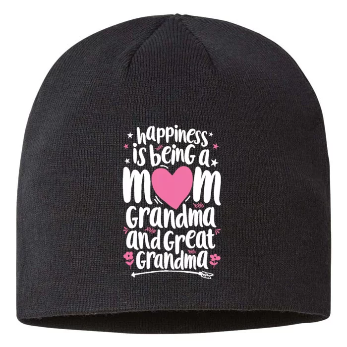 Happiness Is Being A Mom Great Grandma Wo Mother 8 1/2in Sustainable Knit Beanie