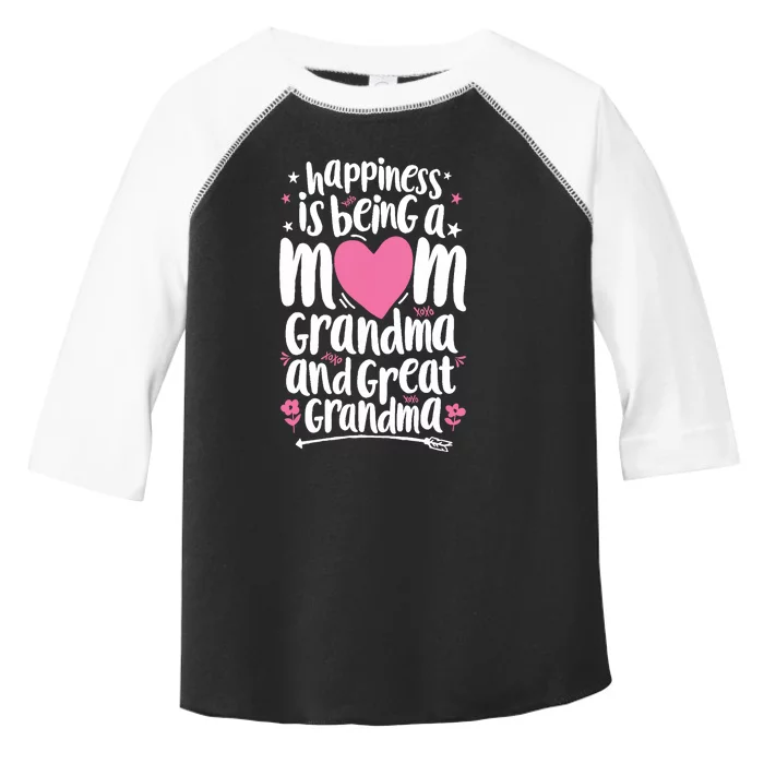 Happiness Is Being A Mom Great Grandma Wo Mother Toddler Fine Jersey T-Shirt