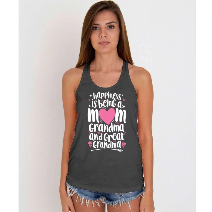 Happiness Is Being A Mom Great Grandma Wo Mother Women's Knotted Racerback Tank