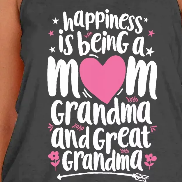 Happiness Is Being A Mom Great Grandma Wo Mother Women's Knotted Racerback Tank