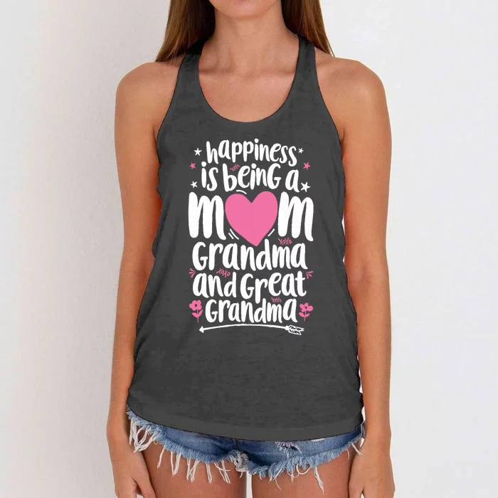 Happiness Is Being A Mom Great Grandma Wo Mother Women's Knotted Racerback Tank