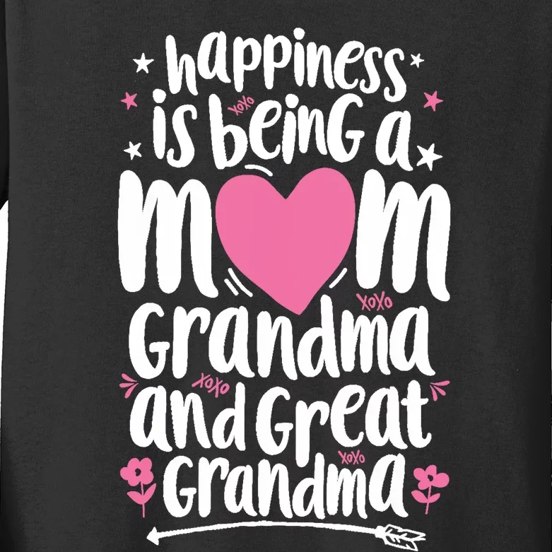 Happiness Is Being A Mom Great Grandma Wo Mother Kids Long Sleeve Shirt