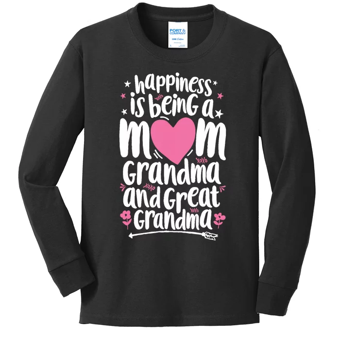 Happiness Is Being A Mom Great Grandma Wo Mother Kids Long Sleeve Shirt