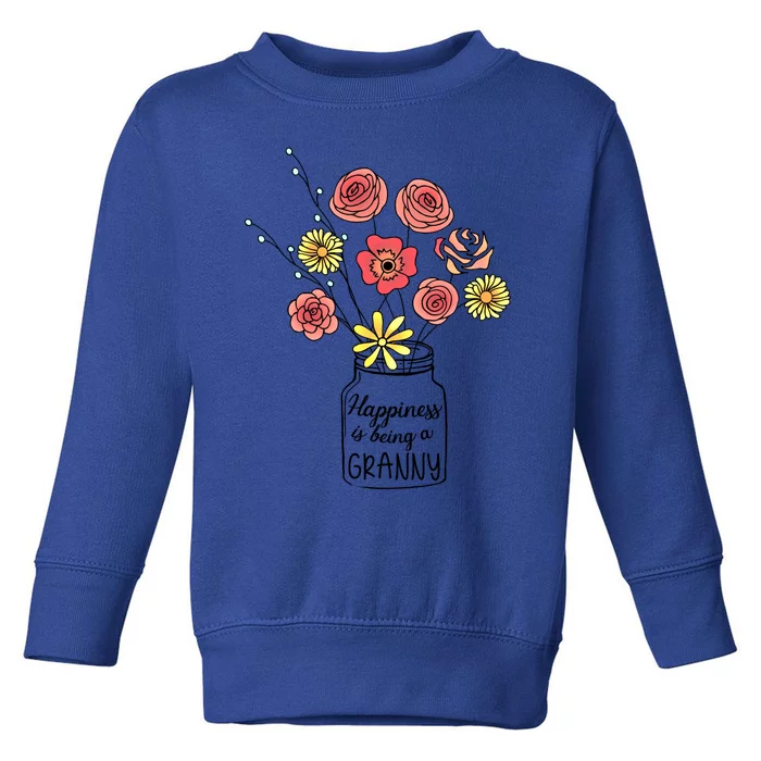 Happiness Is Being A Granny Flower Mother Day Gift Toddler Sweatshirt