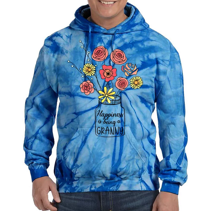 Happiness Is Being A Granny Flower Mother Day Gift Tie Dye Hoodie