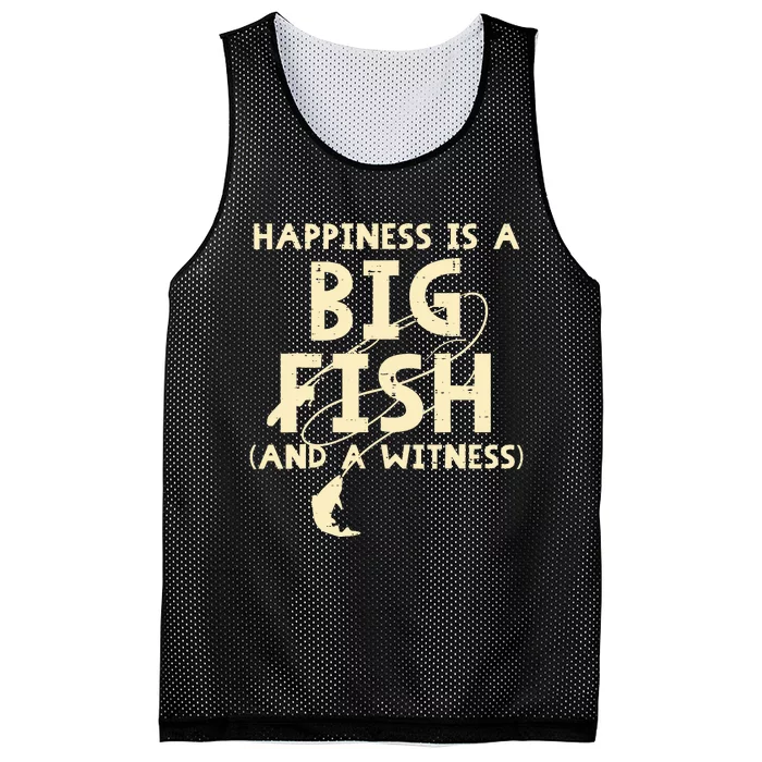 Happiness Is Big Fish Witness Fishing Funny Mesh Reversible Basketball Jersey Tank