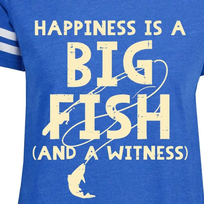 Happiness Is Big Fish Witness Fishing Funny Enza Ladies Jersey Football T-Shirt