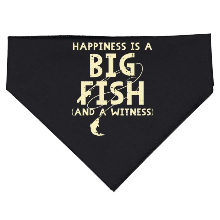 Happiness Is Big Fish Witness Fishing USA-Made Doggie Bandana