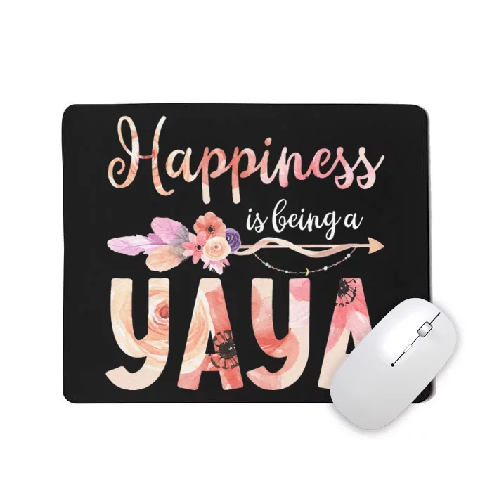 Happiness Is Being A Yaya Floral Decoration Grandma Mousepad