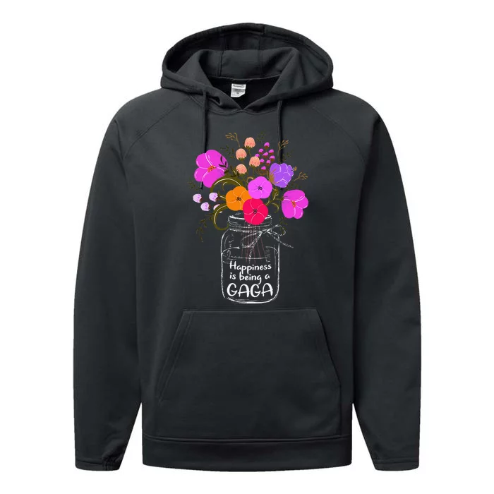 Happiness Is Being A Gaga Gift For Grandma Mom Flower Performance Fleece Hoodie