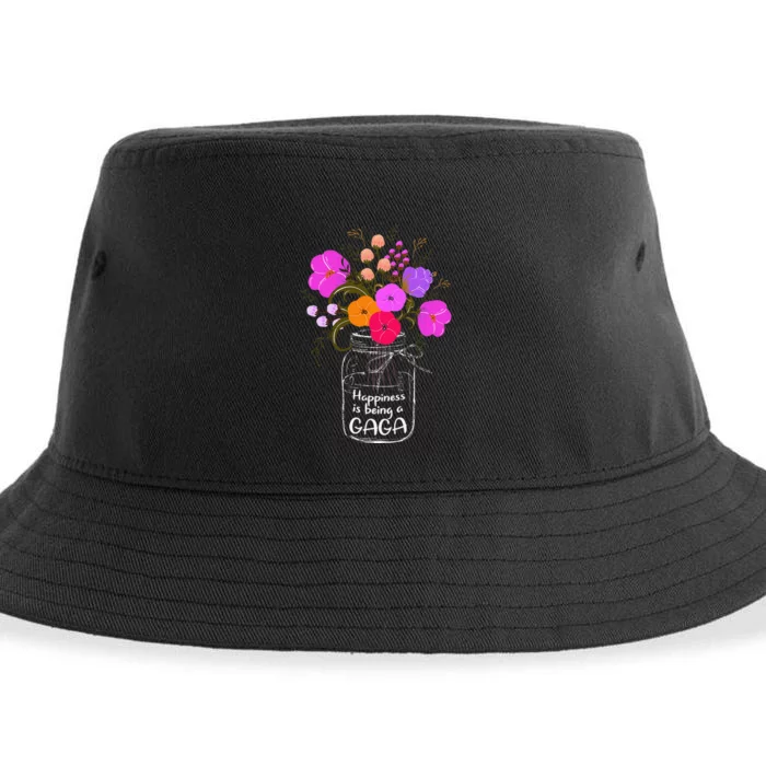 Happiness Is Being A Gaga Gift For Grandma Mom Flower Sustainable Bucket Hat