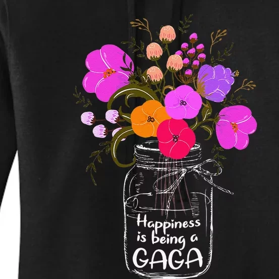 Happiness Is Being A Gaga Gift For Grandma Mom Flower Women's Pullover Hoodie