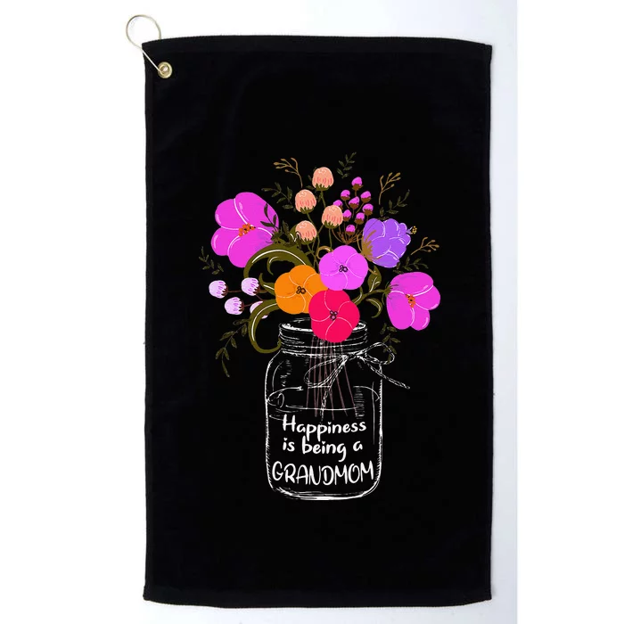 Happiness Is Being A Grandmom Gift Grandma Mom Flower Platinum Collection Golf Towel