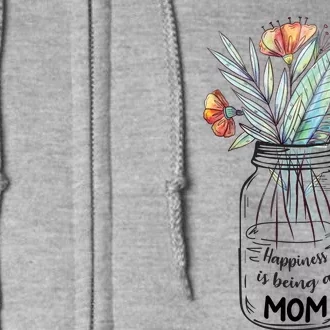 Happiness Is Being A Mom Floral Full Zip Hoodie