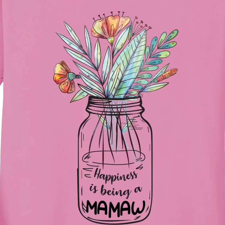 Happiness Is Being A Mamaw Floral Kids Long Sleeve Shirt