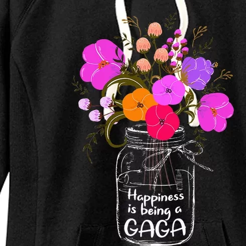 Happiness Is Being A Gaga Gift For Grandma Mom Flower Women's Fleece Hoodie