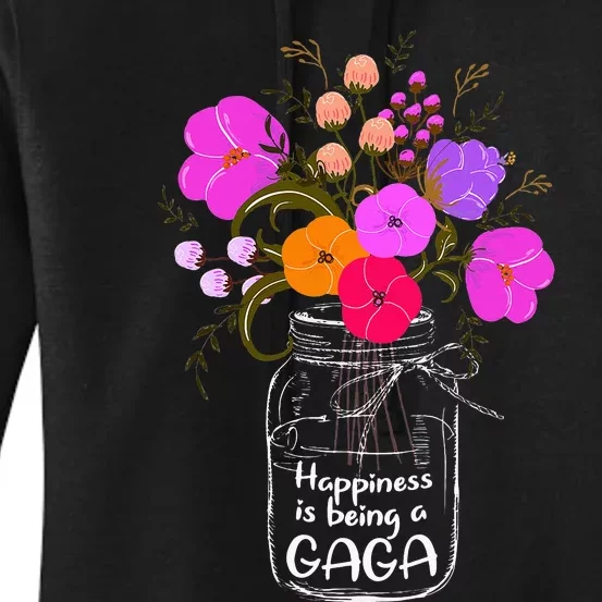 Happiness Is Being A Gaga Gift For Grandma Mom Flower Women's Pullover Hoodie