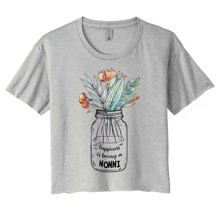 Happiness Is Being A Nonni Floral Women's Crop Top Tee