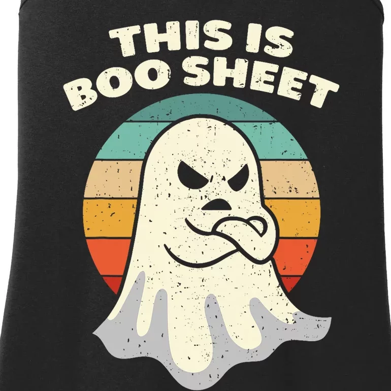 His Is Boo Sheet Ghost Retro Halloween Costume Funny Ghost Design Ladies Essential Tank