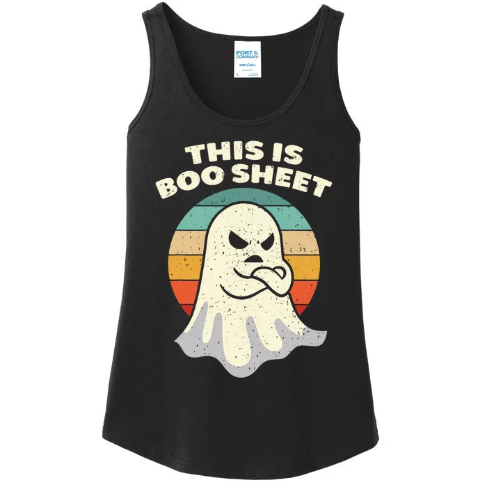 His Is Boo Sheet Ghost Retro Halloween Costume Funny Ghost Design Ladies Essential Tank