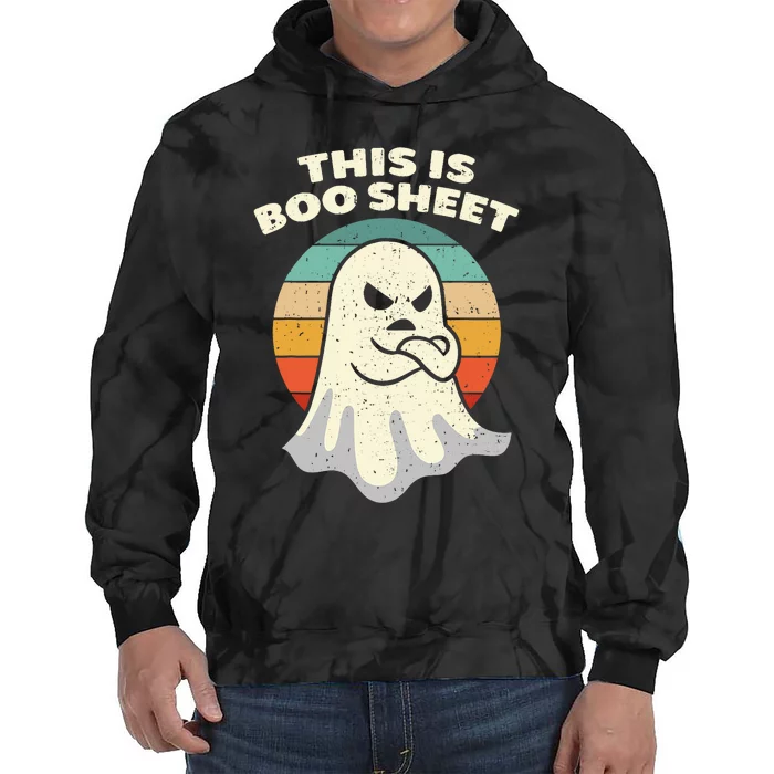 His Is Boo Sheet Ghost Retro Halloween Costume Funny Ghost Design Tie Dye Hoodie