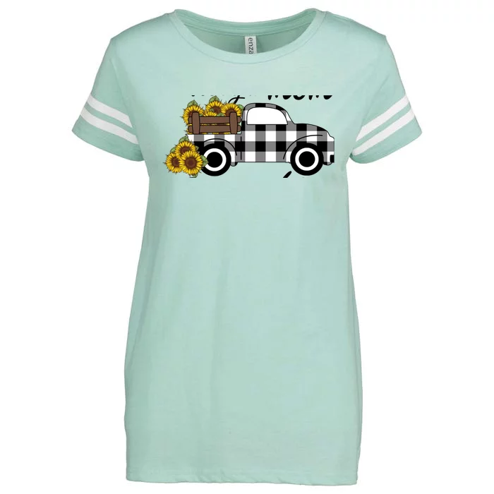 Happiness is being a Mom and Grandma Funny Sunflower Grandma Enza Ladies Jersey Football T-Shirt